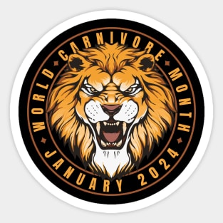 World Carnivore Month January 2024 Fierce Lion Sticker